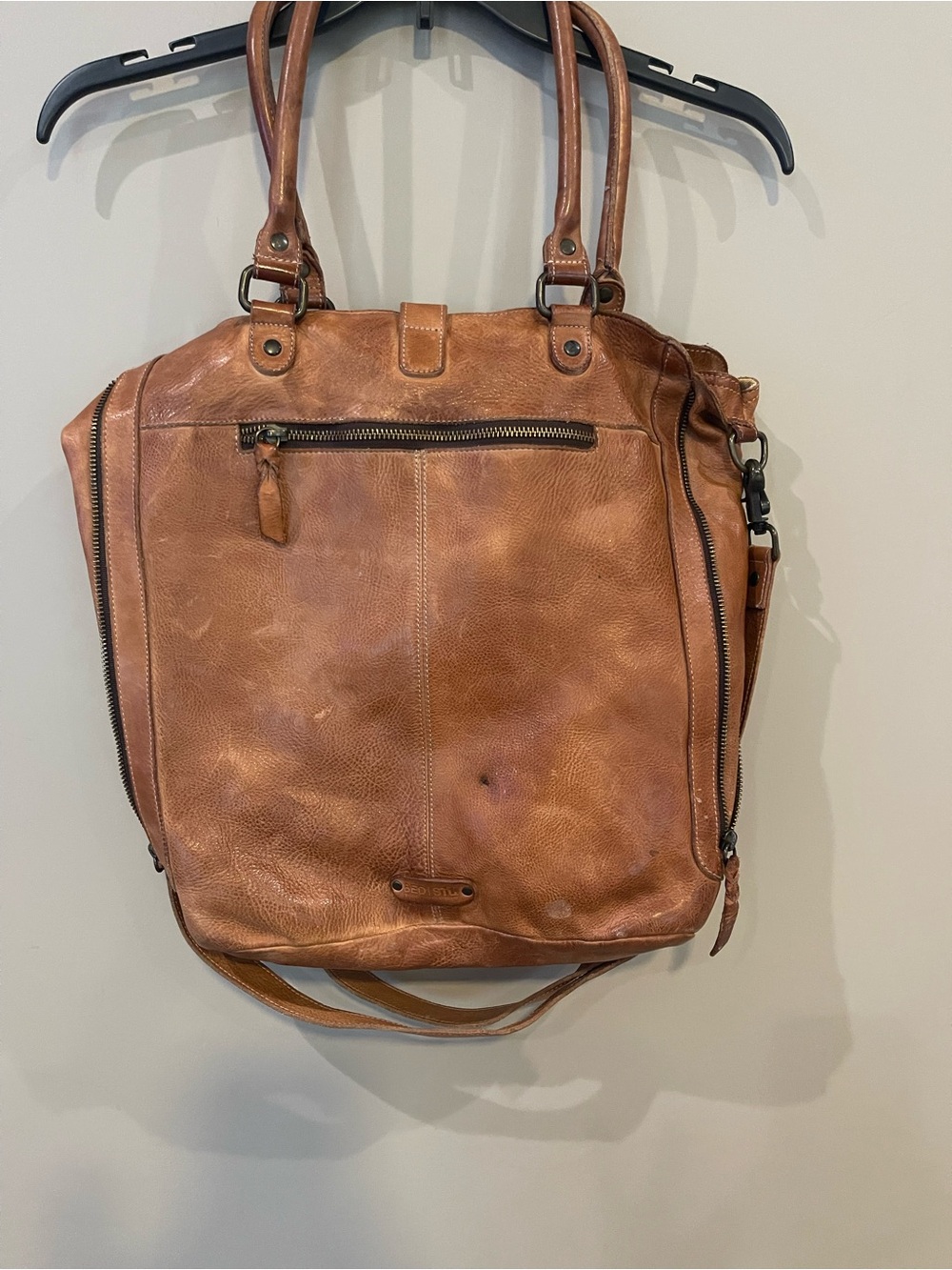 Bed Stu Mildred Distressed Cognac Brown Leather Shoulder Tote or Crossbody. - Picture 6 of 7